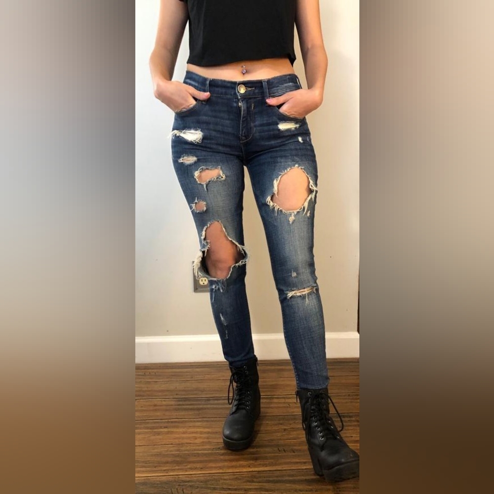Express Jeans leggings midrise blue size 0 short